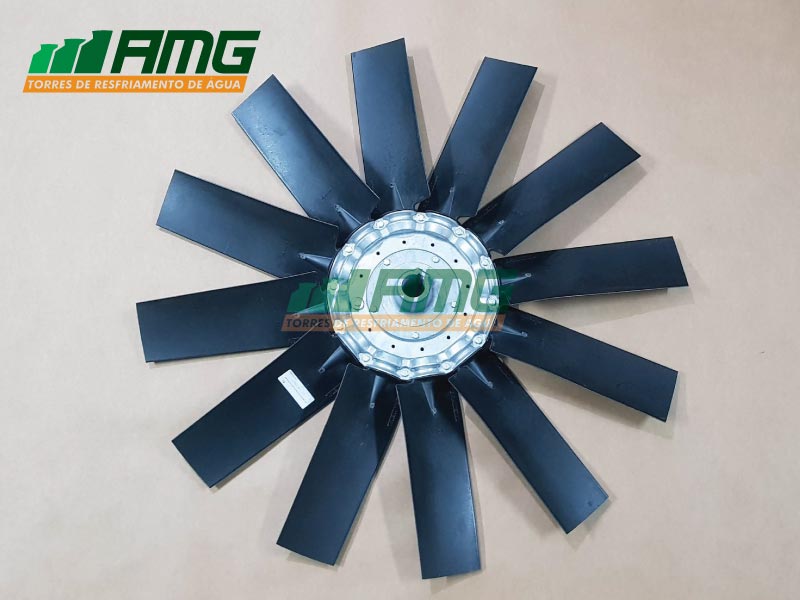 Axial propeller with aluminum hub and polypropylene blades