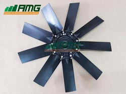 Fan with aluminum hub and injected nylon blades
