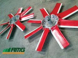 Fans with steel hub and fiberglass blades