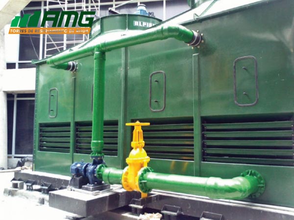 Water cooling tower assembly with coil