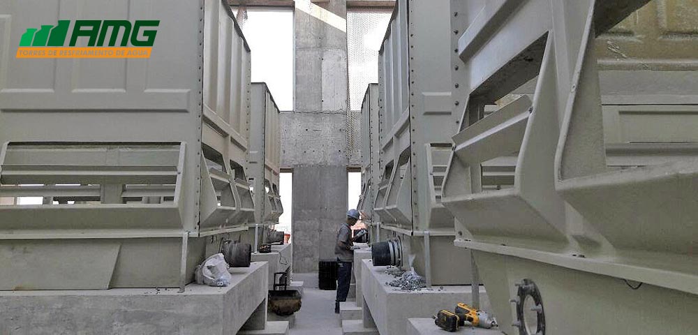 Assembly or installation of water cooling towers