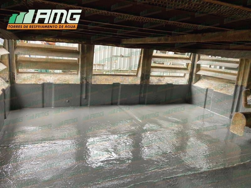 Impermeabilización de cuencas de torres de enfriamiento de agua